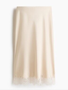 H&M Lace Midi Trimmed Slip Skirt